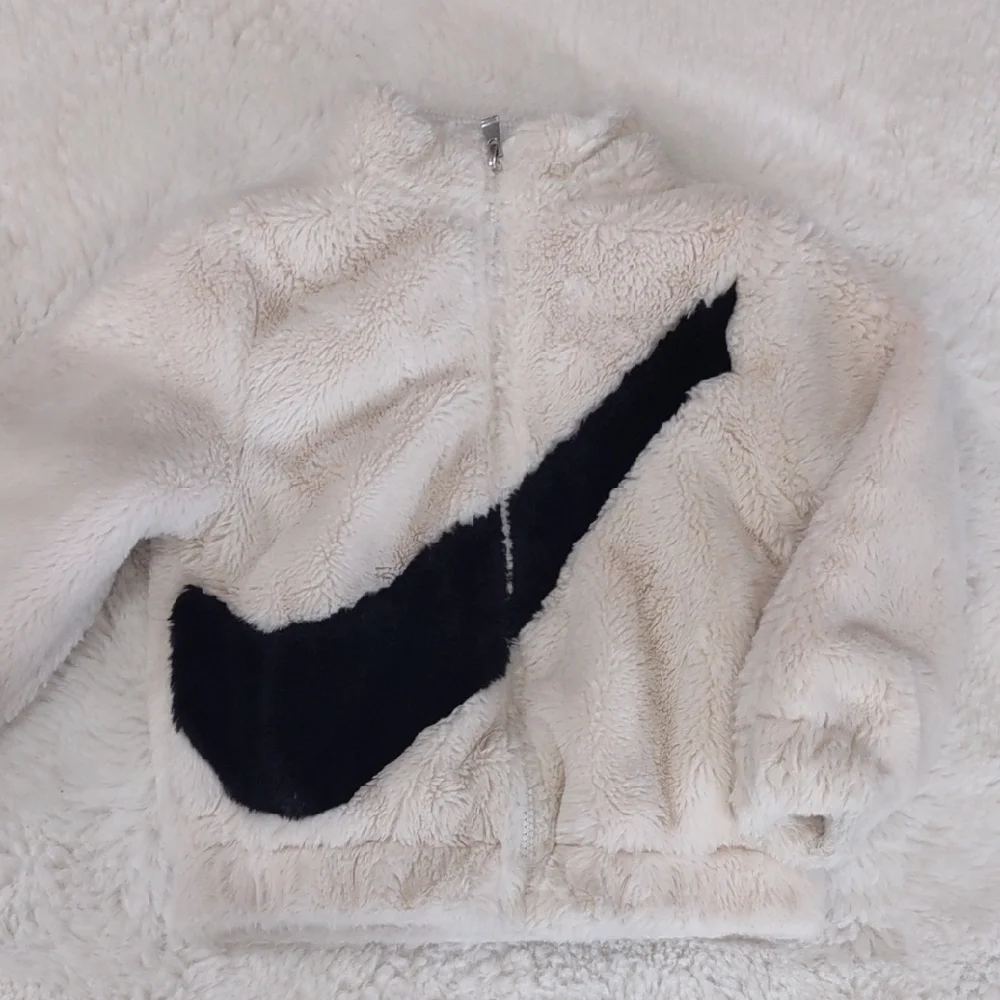 NIKE Cream and Black Fuzzy Jacket